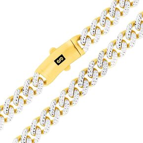 Nuragold 10k Yellow Gold 9mm Monaco Miami Cuban Diamond Cut Pave Link Chain Necklace, Mens Jewelry Fancy Box Clasp 18" 20" 22" 24" 26" 28" 30"