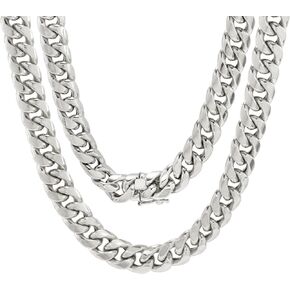 Nuragold 10k White Gold 7.5mm Miami Cuban Link Chain Necklace, Mens Jewelry Box Clasp 18" 20" 22" 24" 26" 28" 30"