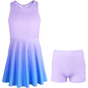 JESKIDS Girls Tennis Golf Pickleball Dress with Shorts Suit Athletic Tank Dress Sports Outfit