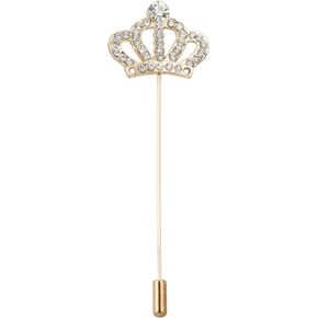 Knighthood Men's Elegant Stone Inspired Crown Lapel Pin/Brooch/Shirt Stud Golden