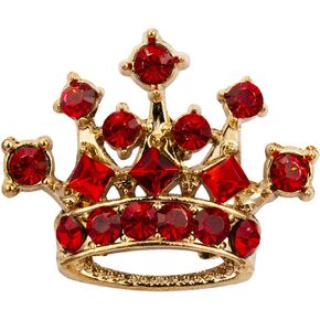 AN KINGPiiN Lapel Pin for Men Royal Crown Crystal Badge Brooch Suit Stud, Shirt Studs Men's Accessories (Gold-Red)