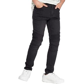 Boys Moto Woven Super Skinny Black Jeans