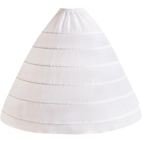 Women's Petticoat Crinoline 6 Hoop Underskirt Slips A-Line Floor Length for Wedding Ball Gown White