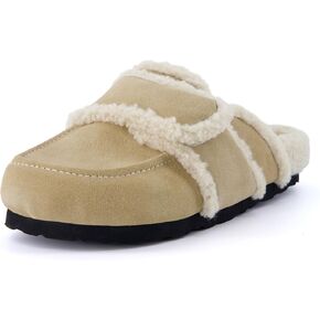 قبقاب نسائي من جلد الغزال الأصلي Nero من CUSHIONAIRE مع + راحة، متوفر بعرض واسع