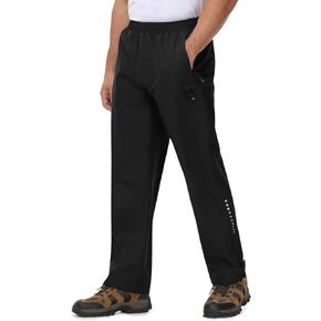 TBMPOY Men's Rain Pants Waterproof Zipper Lightweight Breathable Mesh with 3 Zipper Pockets Rain Gear Work Motorcycle