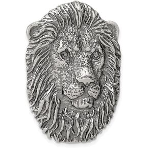 Diamond2Deal 925 Sterling Silver Antiqued Lion Head Pendant Fine Jewelry for Women (L- 41 mm, W- 25 mm)