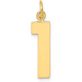 Jewels By Lux 10K Yellow Gold Casted Large Polished Number Charm Pendant (Length 25mm Width 10 mm)