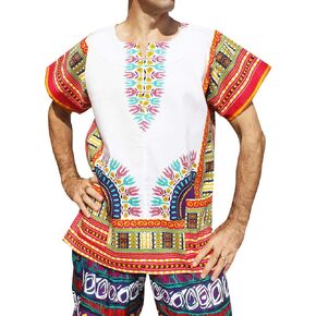 RaanPahMuang Front Split African Dashiki Traditional Cotton Shirt Two Pockets