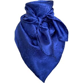 Royal Blue Jacquard Wild Rag Scarf Silk XL 42.5 Inch