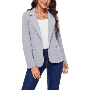 MINTLIMIT Women Long Sleeve Blazer Button Front Work Casual Office Lapel Suit Jacket Lightweight Knit Blazers with Pockets