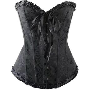 Corset Tops For Women, Satin Boned Overbust Corset Women Floral Slimming Bustier