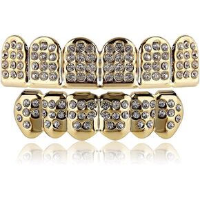 18K Gold and Silver Plated Iced Out CZ Diamond Top and Bottom Grills for Your Teeth Men Women Hip Hop Jewelry