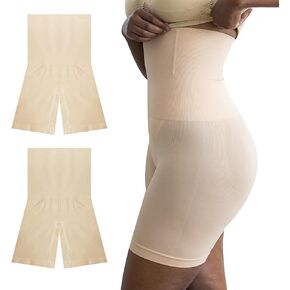MALAMUTE Womens High Waisted Body Shaper Shorts Seamless Shapewear for Dress & Tummy Control Thigh Slimming 2Pack 6801
