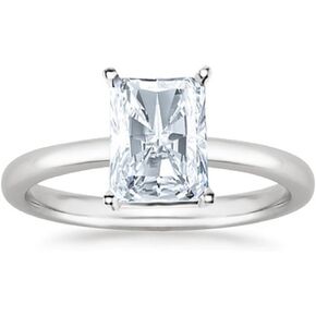 14K White Gold 2 Carat Lab Grown Solitaire Radiant Cut IGI CERTIFIED Diamond Engagement Ring (2 Ct,H-I Color VS1-VS2 Clarity)