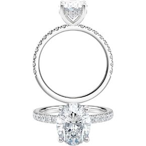Diamond Wish IGI Certified 1 to 3 Carat Oval Shape Lab Grown Diamond Hidden Ribbon Halo Engagement Ring for Women in 14k Gold with Side Stones (I-J, VS-SI, cttw) Anniversary Ring Size 4 to 9