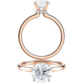 Diamond Wish IGI Certified 1 to 3 Carat Lab Grown Diamond Ribbon Halo Engagement Ring for Women in 14k Gold (I-J, VS-SI, cttw) Wedding Anniversary Promise Ring Size 4 to 9
