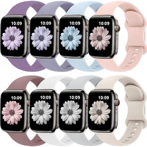 Womdeayo Bands Compatible with Apple Watch Band 38mm 40mm 41mm 42mm 44mm 45mm 49mm for Women Men,Silicone iWatch bands Replacement Strap Wristbands for iWatch  Series 9 8 7 6 5 4 3 2 1 SE Ultra.