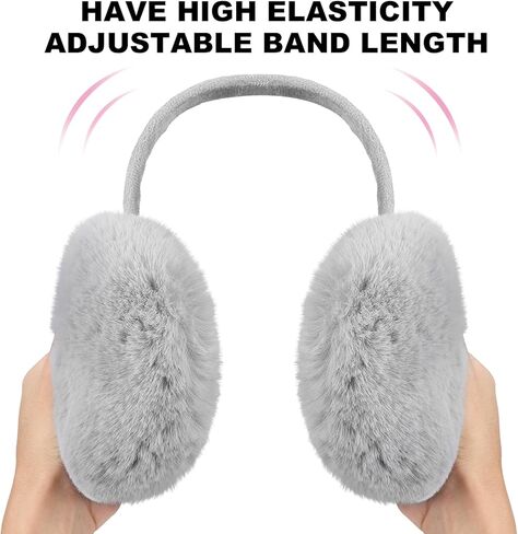 Fuyamp 2 عبوة من أغطية الأذن القابلة للطي من الفرو الصناعي للشتاء في الهواء الطلق، أغطية للأذنين الناعمة من الفرو للنساء والرجال في الطقس البارد (رمادي أسود) in Kuwait