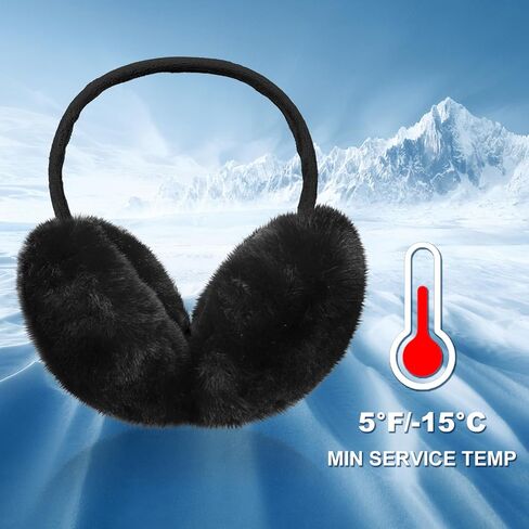 Fuyamp 2 عبوة من أغطية الأذن القابلة للطي من الفرو الصناعي للشتاء في الهواء الطلق، أغطية للأذنين الناعمة من الفرو للنساء والرجال في الطقس البارد (رمادي أسود) in Kuwait
