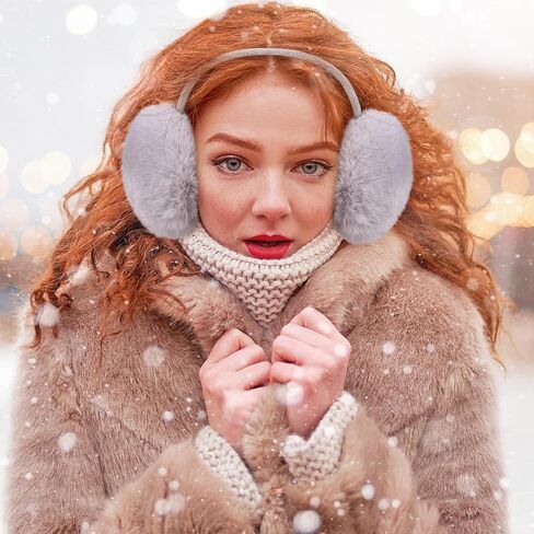 Fuyamp 2 عبوة من أغطية الأذن القابلة للطي من الفرو الصناعي للشتاء في الهواء الطلق، أغطية للأذنين الناعمة من الفرو للنساء والرجال في الطقس البارد (رمادي أسود) in Kuwait