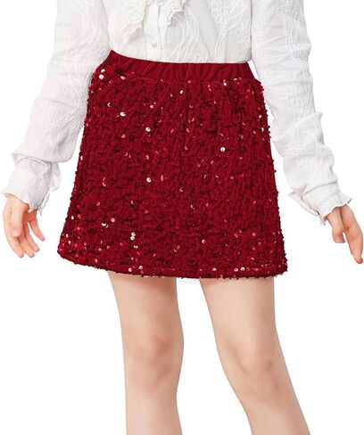 Durio Girls Sequin Skirt Party Dresses for Girls Sparkly Metallic Gold Skirt for Kids Dance Glitter Mini Skirt for Teen Girls in Saudi Arabia