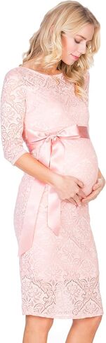 فستان الحمل للسيدات من My Bump مصنوع من الدانتيل الفاخر لحفلات استقبال المولود الجديد بطول الركبة (صنع في الولايات المتحدة الأمريكية) in Kuwait