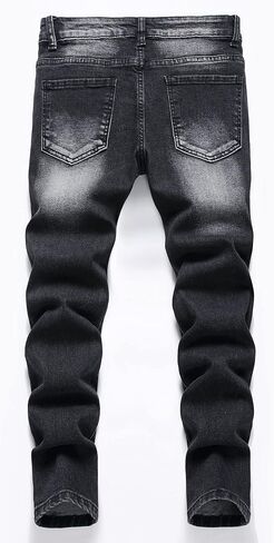 Boy's Skinny Fit Ripped Distressed Stretch Washed Fashion Kids Denim Jeans Pants in Kuwait