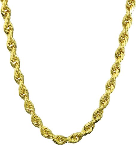 قلادة من الذهب الأصفر عيار 18 قيراط من Nuragold بسلسلة حبل 5 مم من قطع الماس، مشبك جراد البحر للرجال 18 بوصة 20 بوصة 22 بوصة 24 بوصة 26 بوصة 28 بوصة in Saudi Arabia