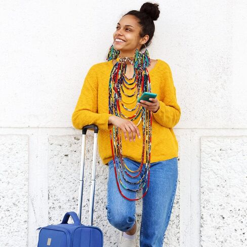 2 Pcs African Style Ankara Fabric Necklace African Fabric Tassel Earrings Set Long Multi Strand African Ankara Kente Necklace Handmade Ankara Fringe Hoop Earrings for Women African Jewelry Costume in Saudi Arabia
