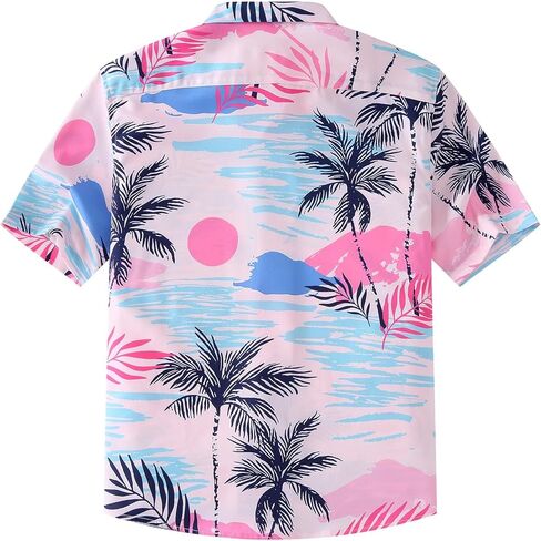 siliteelon Boys Hawaiian Shirts Short Sleeve Cotton Summer Beach Button Down Casual Aloha Luau Shirts for Kids in Kuwait