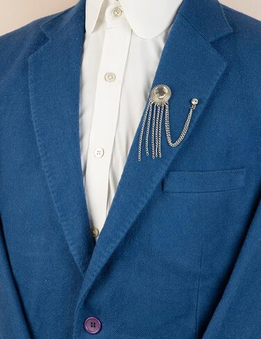 Knighthood Silver Engraving Crystal Stone With Hanging Tassel Collar Chain Brooch, Suit Stud, Shirt Studs, Lapel Pin Accessories for Men Women in Saudi Arabia