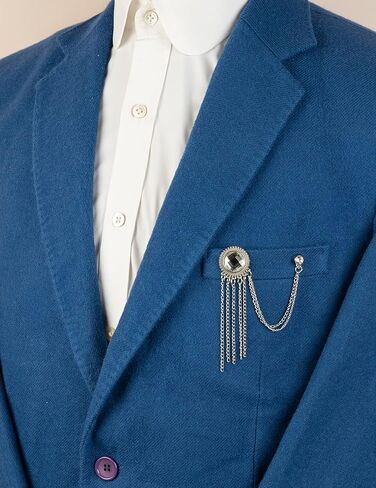 Knighthood Silver Engraving Crystal Stone With Hanging Tassel Collar Chain Brooch, Suit Stud, Shirt Studs, Lapel Pin Accessories for Men Women in Saudi Arabia