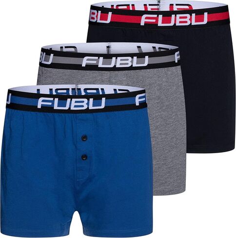 مجموعة من 3 شورتات بوكسر قطنية فضفاضة من Fubu، ملابس داخلية للرجال متعددة العبوات، بدون علامات ومريحة in Kuwait