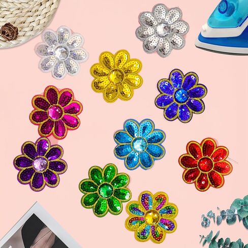 ZZXLLRO 30Pcs 8 Petals Flower Sequined Appliques in Kuwait