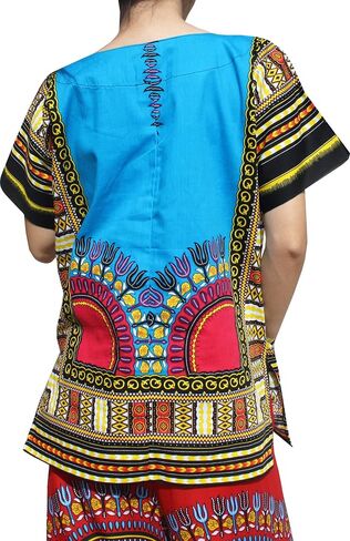 قميص RaanPahMuang ذو فتحة أمامية من القطن التقليدي الأفريقي Dashiki وجيبين in Kuwait