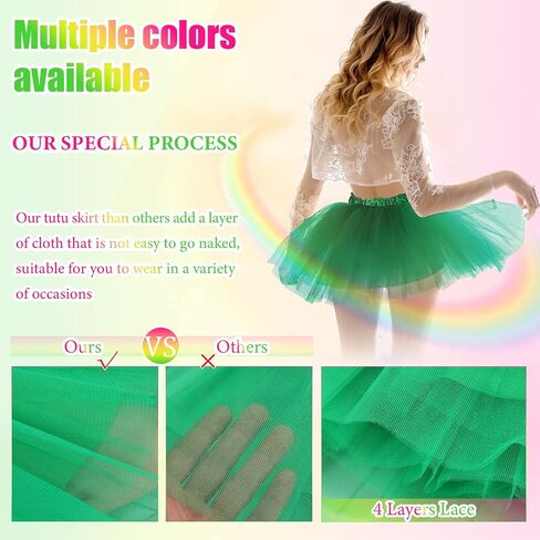 3 Pcs Adult Tutu Skirt 3 Layered Tulle Adult Tutu Elastic Tutu Women Multicolor Costume Tutu for Lady Ballet Halloween in Saudi Arabia
