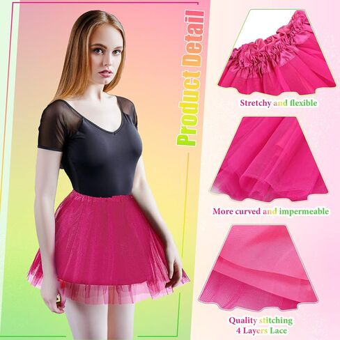 3 Pcs Adult Tutu Skirt 3 Layered Tulle Adult Tutu Elastic Tutu Women Multicolor Costume Tutu for Lady Ballet Halloween in Saudi Arabia