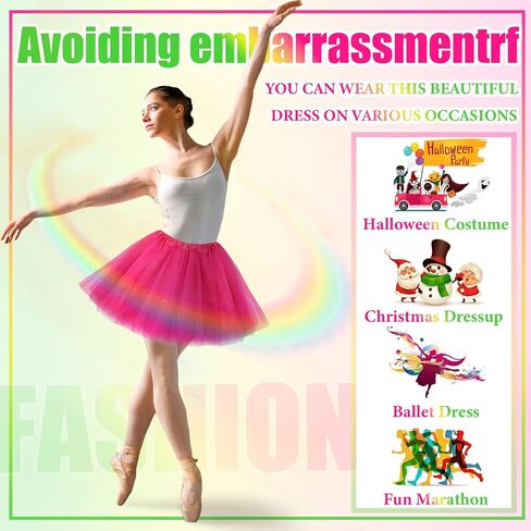 3 Pcs Adult Tutu Skirt 3 Layered Tulle Adult Tutu Elastic Tutu Women Multicolor Costume Tutu for Lady Ballet Halloween in Saudi Arabia