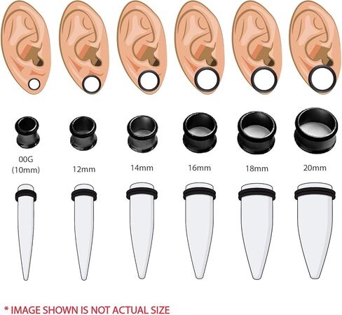BodyJ4You 26PC Big Gauges Kit | Piercing Aftercare Set | Jojoba Oil Ear Balm Ear Lobe Stretching Set | Single Flare Tunnel Plugs Expander Tapers | 00G-20mm Acrylic Steel Body Jewelry in Kuwait