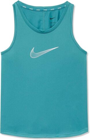 تيشيرت DriFit One بدون أكمام للفتيات من Nike (الأطفال الصغار/الأطفال الكبار) لون أزرق مخضر معدني/أبيض SM (8 أطفال كبار) in Saudi Arabia