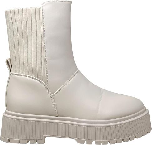 Women's Combat Platform Boots Sweater Elastics Back Stretch Pull On in Saudi Arabia