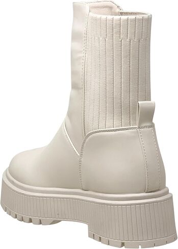 Women's Combat Platform Boots Sweater Elastics Back Stretch Pull On in Saudi Arabia
