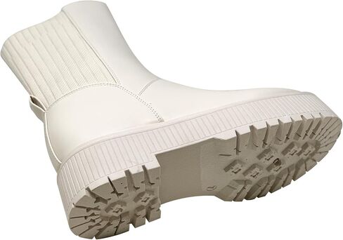 Women's Combat Platform Boots Sweater Elastics Back Stretch Pull On in Saudi Arabia
