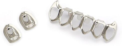 18K Gold Plated Hip Hop Teeth Grillz Caps Open Face 2pcs Single Top and 6 Bottom Grills for Your Teeth Grillz Set for Men Women in Saudi Arabia