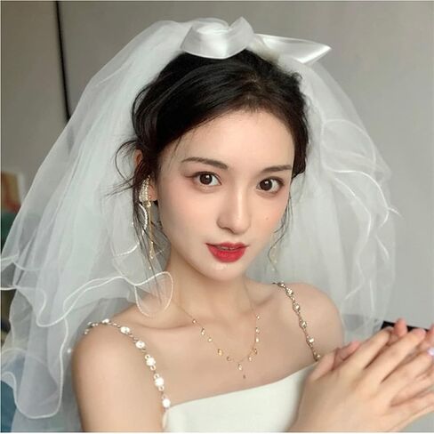 N-KONGJIAN طرحة الزفاف، حجاب مزدوج الطبقة، طرحة زفاف مع مشبك شعر، أكسسوارات شعر العروس in Kuwait