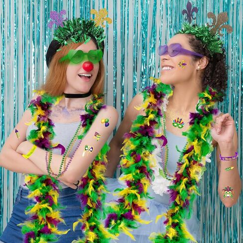 CAMDUCK 28 قطعة من إكسسوارات ماردي جراس، بوا ريش ماردي جراس، عصابة رأس، أساور مطاطية، نظارات شمسية، قلائد خرز، ملصقات وشم مؤقت، مستلزمات أزياء ماردي جراس in Kuwait