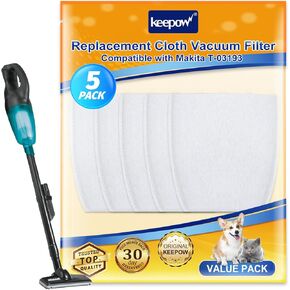 KEEPOW Vacuum Filters Compatible with Makita T-03193 Replacement Vacuum Filter Cloth for XLC02 LC01 BCL180 443060-3 Vacuums, 10 Pack