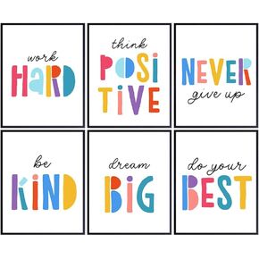 Kids Room Decor Motivational Quotes - Boys Room Decor - Girls Bedroom - Baby Nursery Decor - Inspirational Wall Art Posters - Classroom Decor - Positive Quotes Sayings - Family Wall Decor - Be Kind in Saudi Arabia
