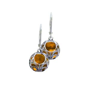 Recycled Vintage Brown Glass Bleach Jug and Sterling Silver Vintage Lace Lever Back Earrings