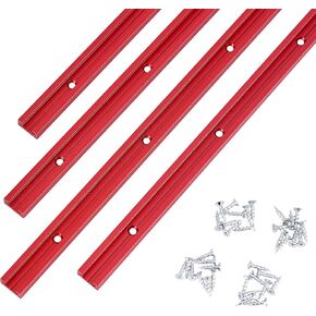 T track 48" with Wood Screws-Double Cut Profile Universal T-Track with Predrilled Mounting Holes-T Track Woodworking-Fine Sandblast Anodized-Red Color-4PK